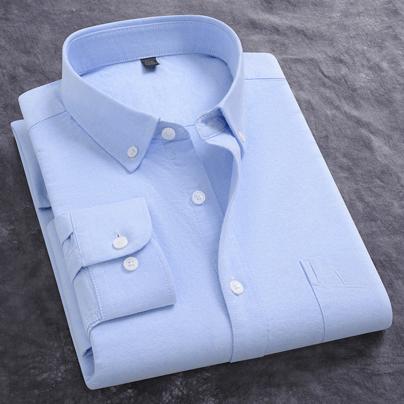 Oxford Cotton Casual Shirt Business - 봄 신사복 옥스포드 셔츠 긴 소매