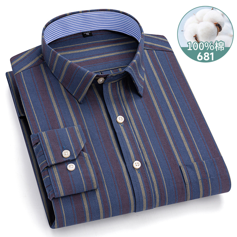 남성용 긴팔 셔츠, 옥스포드 젊은이 스트라이프 체크 무 - Oxford Cotton Casual Shirt Business 리뷰 및 가격