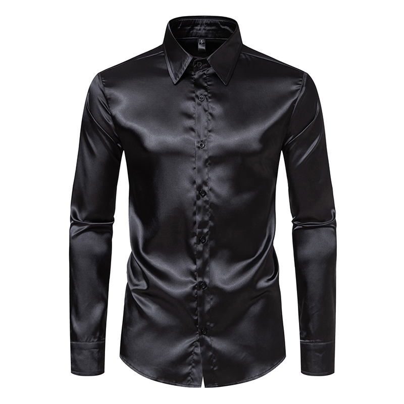 남자 블랙 새틴 럭셔리 드레스 셔츠 패션 실크 부드러운 - Mens Satin Silk Dress Shirt 리뷰 및 가격