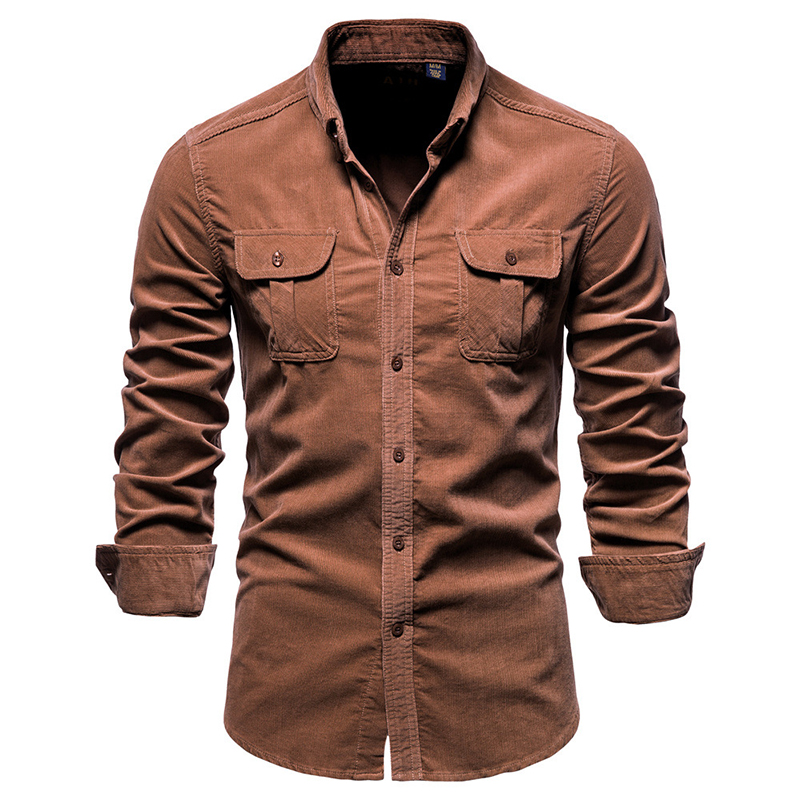 빈티지 솔리드 컬러 코듀로이 셔츠 재킷 남성 패션 버튼 - Corduroy Button Up Shirt Men 리뷰 및 가격