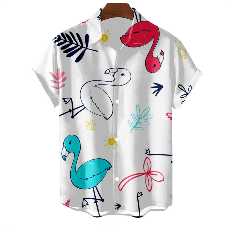 하와이안 오버사이즈 남성 셔츠, 만화 고양이 새 패턴  - Vintage Hawaiian Floral Shirt 리뷰 및 가격