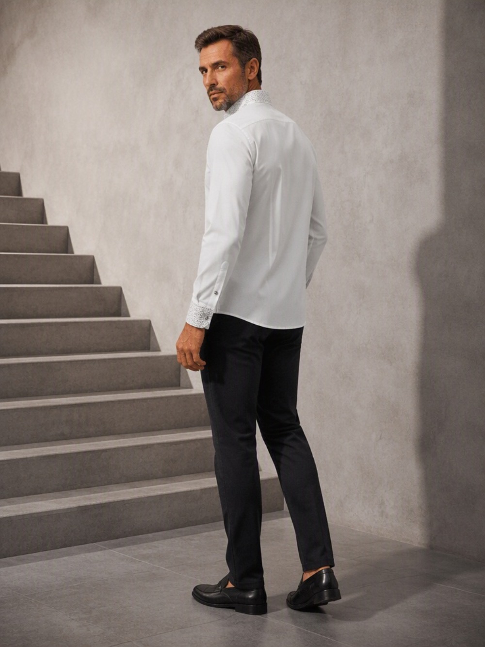남성용 캐주얼 비즈니스 블라우스, 고급스러운 라인스톤  - Mandarin Collar Formal Shirt Slim Fit 리뷰 및 가격