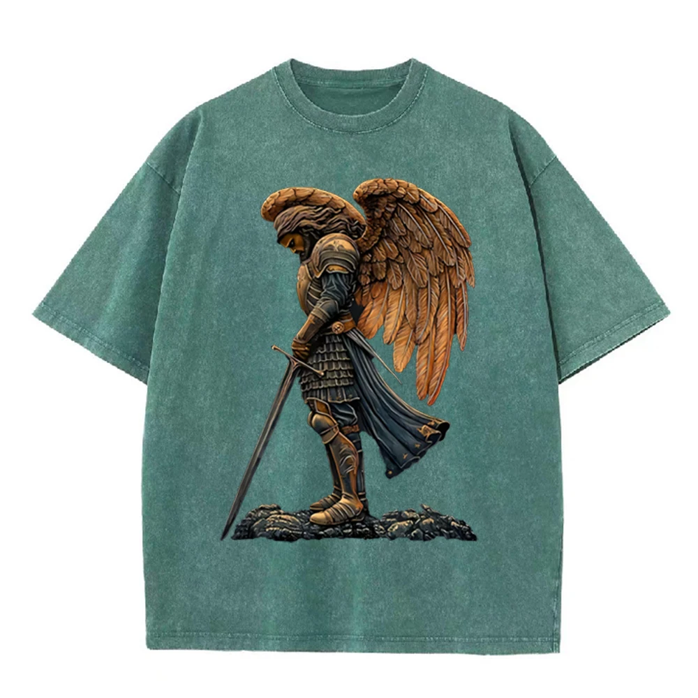 2026 빈티지 날개 달린 기갑천사 전사 검 그래픽 그 - Acid Wash Vintage Graphic T Shirt 리뷰 및 가격