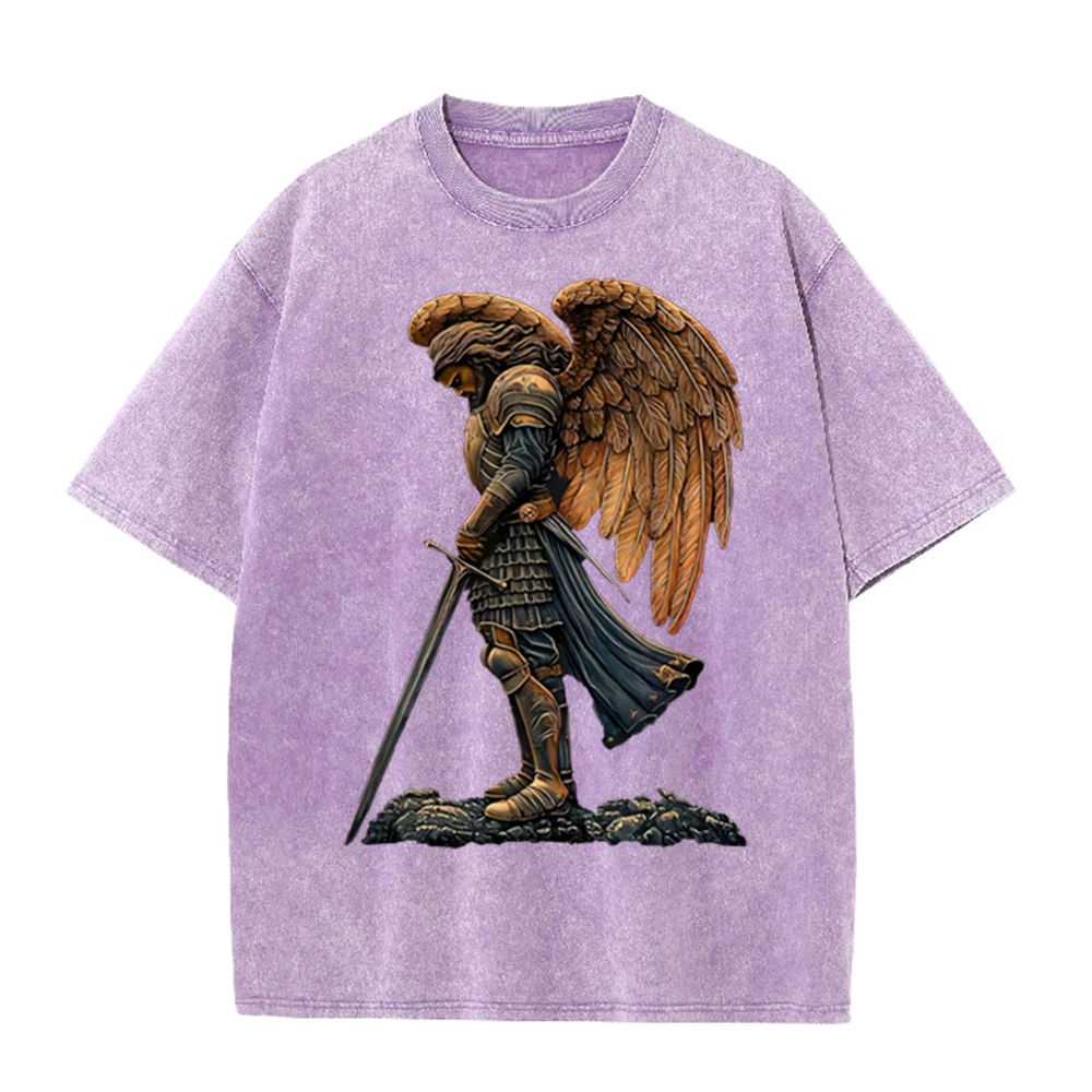 2026 빈티지 날개 달린 기갑천사 전사 검 그래픽 그 - Acid Wash Vintage Graphic T Shirt 리뷰 및 가격