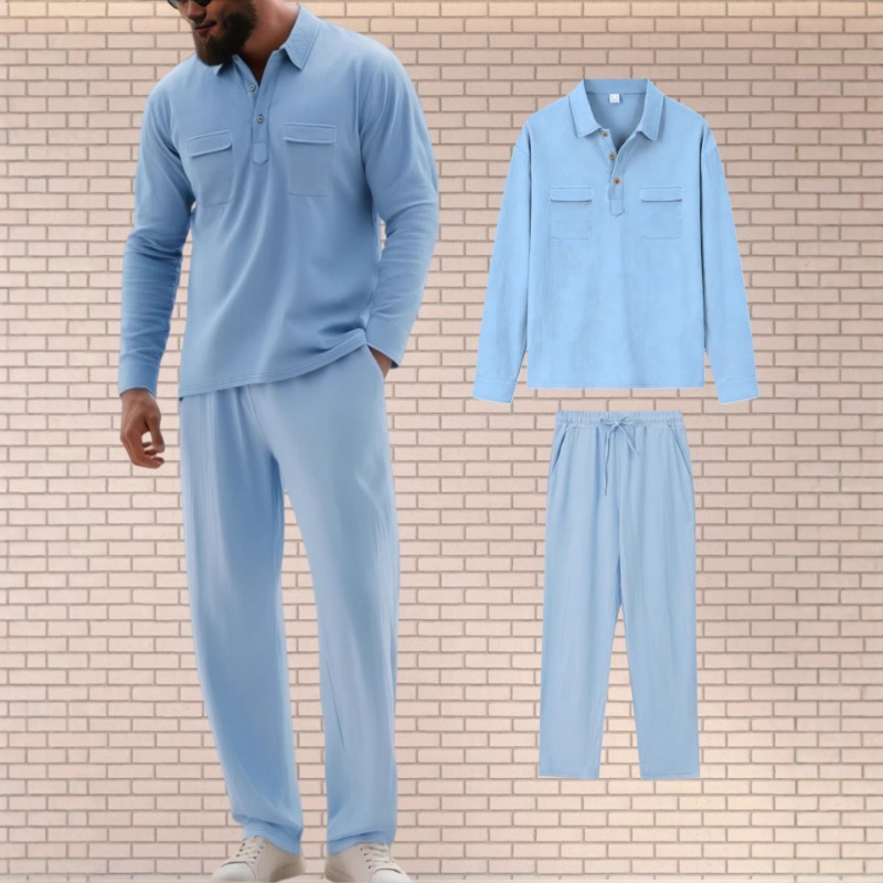 남성 린넨 혼방 투피스 세트 긴팔 셔츠와 드로스트링 팬 - Mens Linen Shirt Long Sleeve 리뷰 및 가격