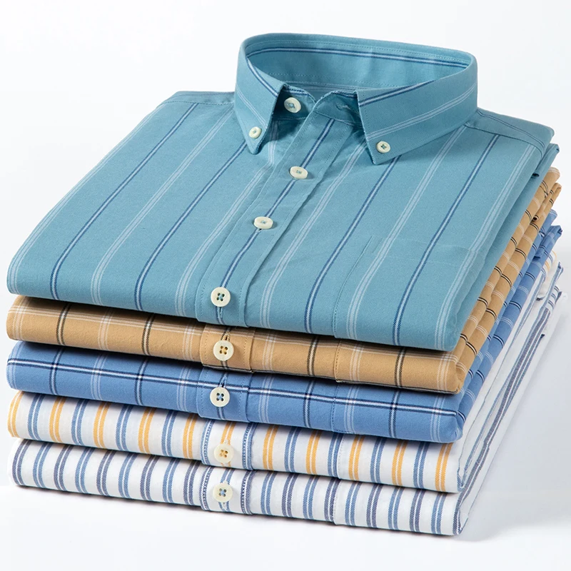 남성용 순면 옥스포드 줄무늬 격자 무늬 셔츠, 남성용  - Oxford Cotton Casual Shirt Business 리뷰 및 가격