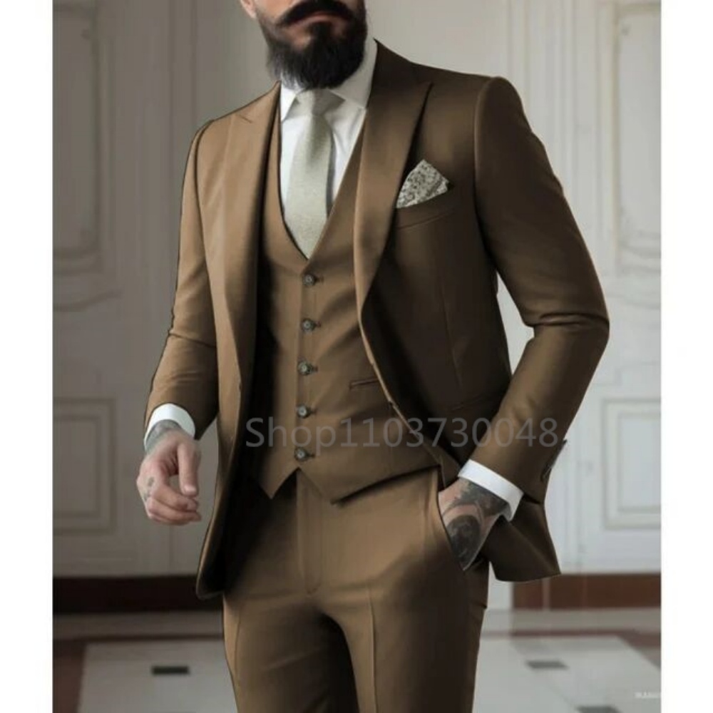 고급스러운 파란색 남성용 3피스 정장, 슬림핏, 비즈니 - Suits 리뷰 및 가격